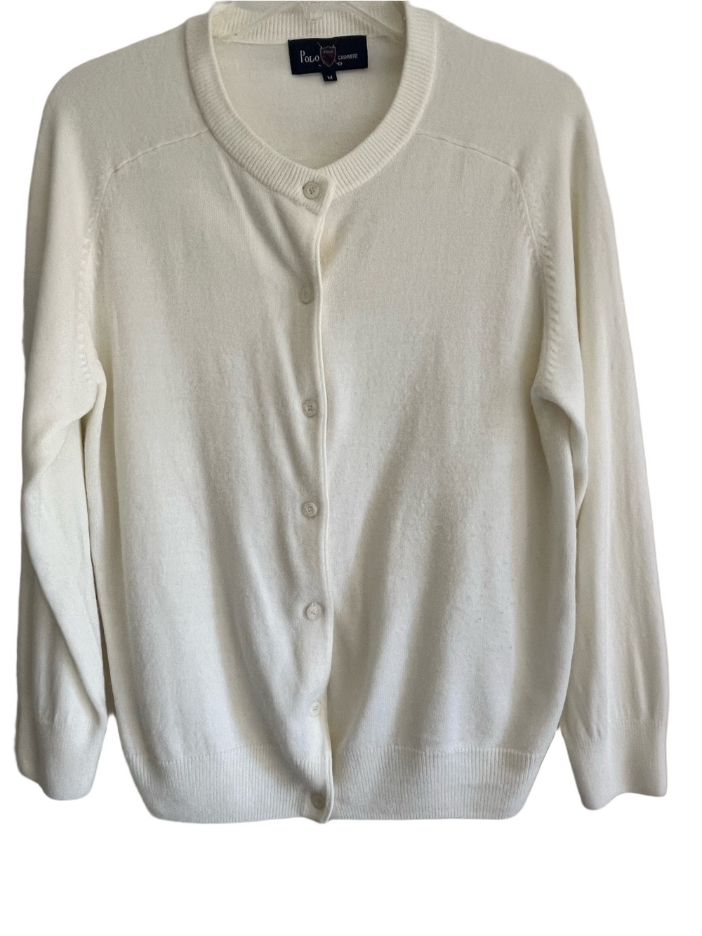 Vintage Polo by Ralph Lauren Cashmere Women's M Crest Design Cardigan Sweater